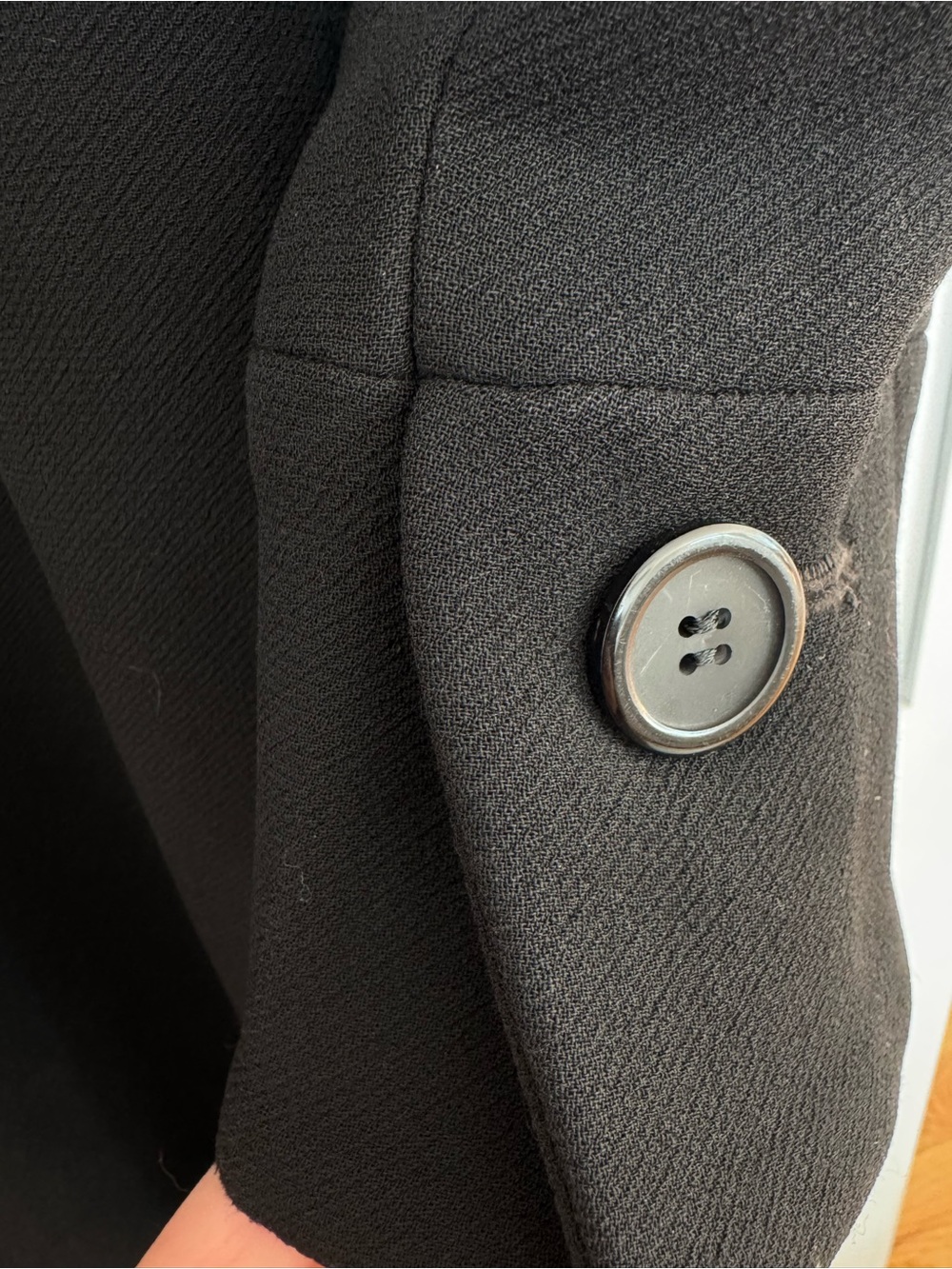 J. Crew Black Single-Breasted Wool & silk lining Pea Coat size 8 - Picture 6 of 11